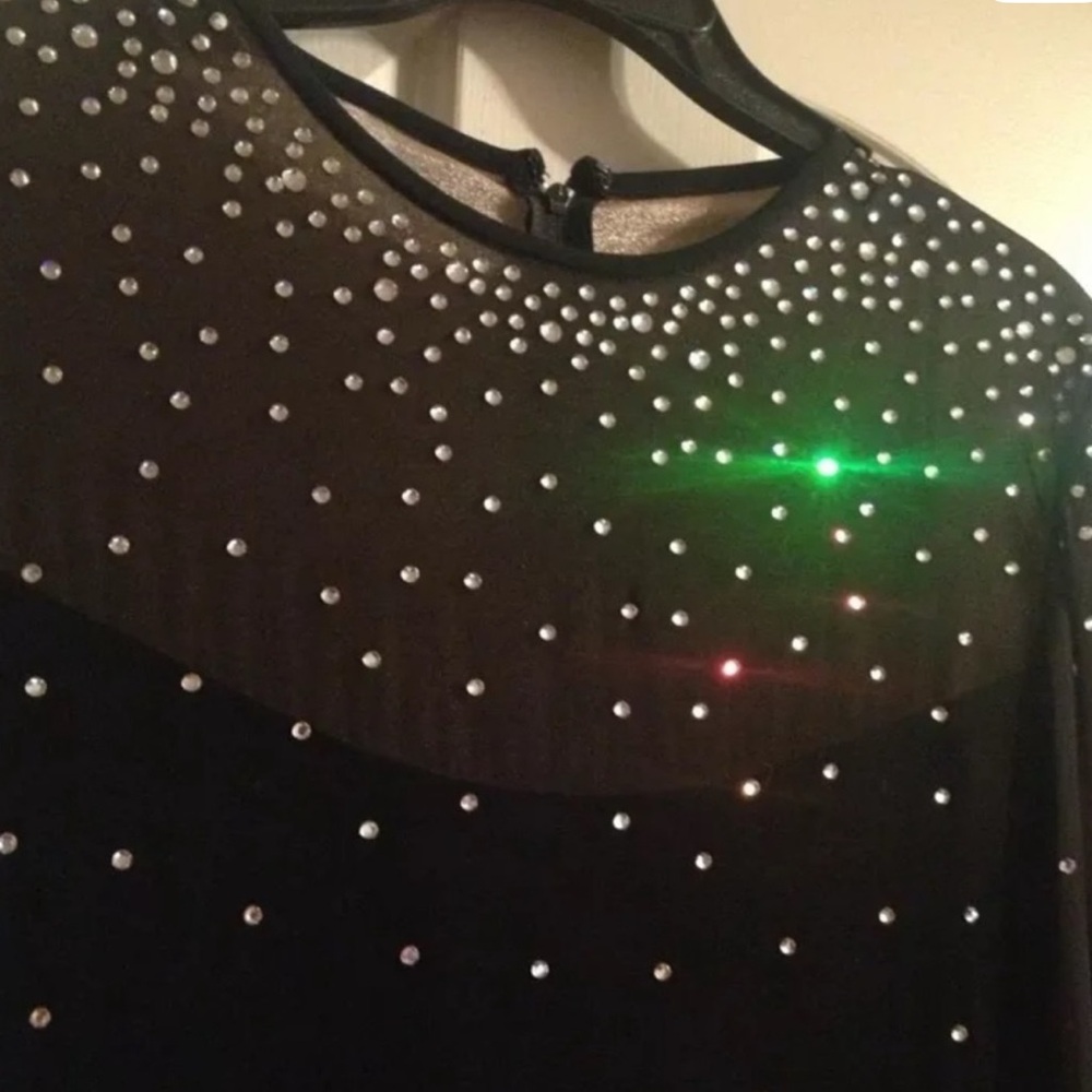 Tadashi Shoji Black Rhinestone Blouse